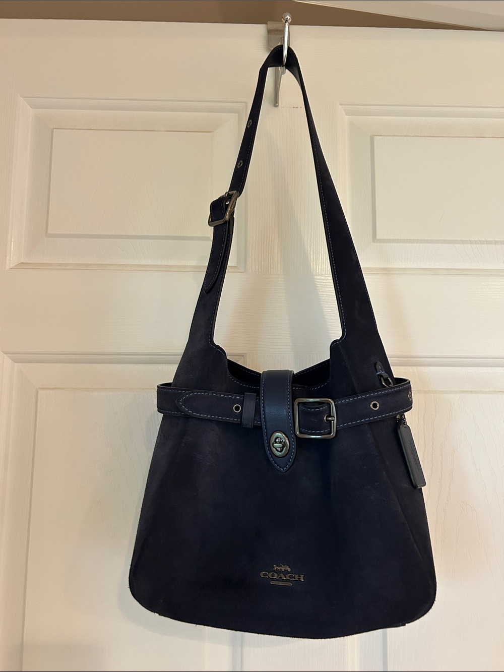Coach Navy Suede Hadley - Picture 1 of 10